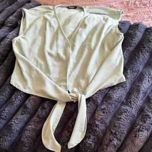 Front-Tie Sleeveless Top in Sage Green